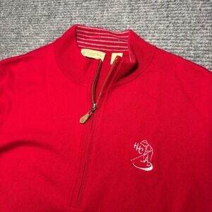 Donald Ross Mens Red 100% Merino Wool Quarter Zip Golf Sweater Size M HC Logo